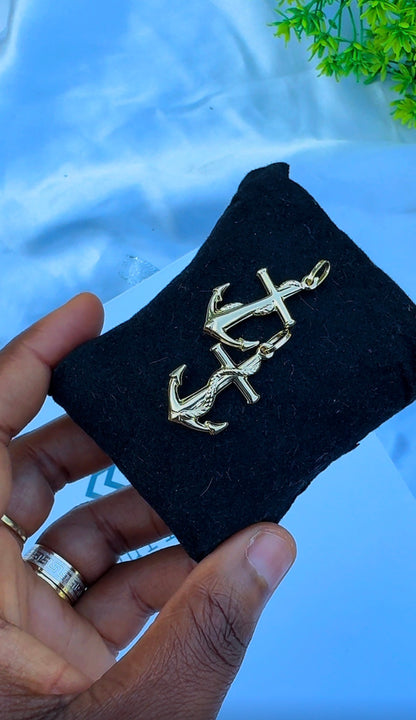 18K Solid Gold Anchor Pendant | 1.1g & 1.4g