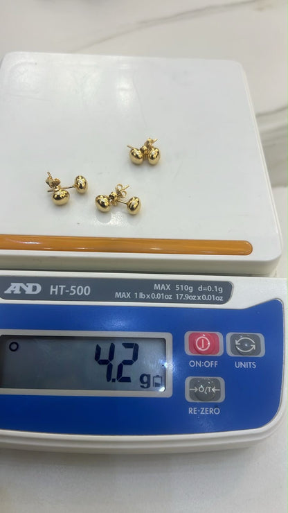 18 Karat Solid Gold Ball Stud Earrings | Shiny | 1.4g