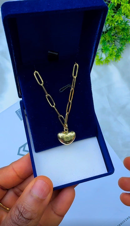 18ct Real Gold Paper Clip Heart Instant Chain Necklace- 3.7g | 18 Inches