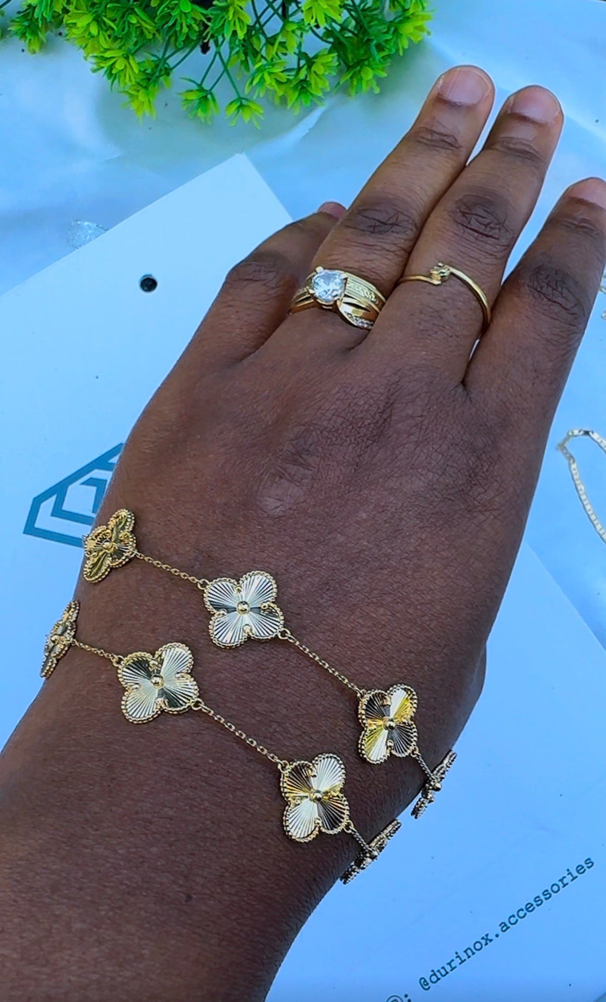 18K Solid Gold Clover Bracelet for Women | 14mm | 5.6g | 7.5 Inches