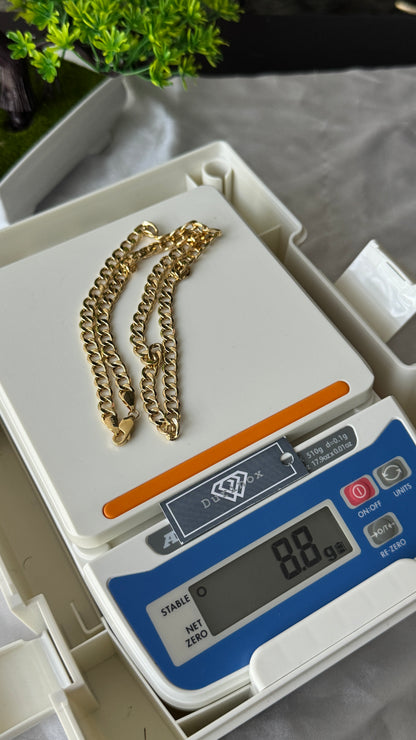 18K Solid Gold Cuban Chain Necklace For Men | 22 Inches | 8.8g