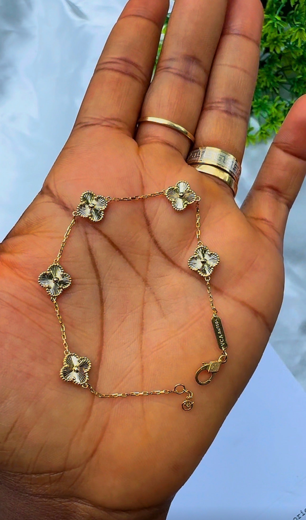 18K Solid Gold Clover Bracelet for Women – 3.8g - 8mm - 7.5 Inches