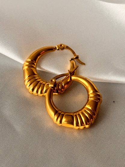 Dera Chunky Hoop Italian Gold Plated Earrings Non Tarnish Hypoallergenic