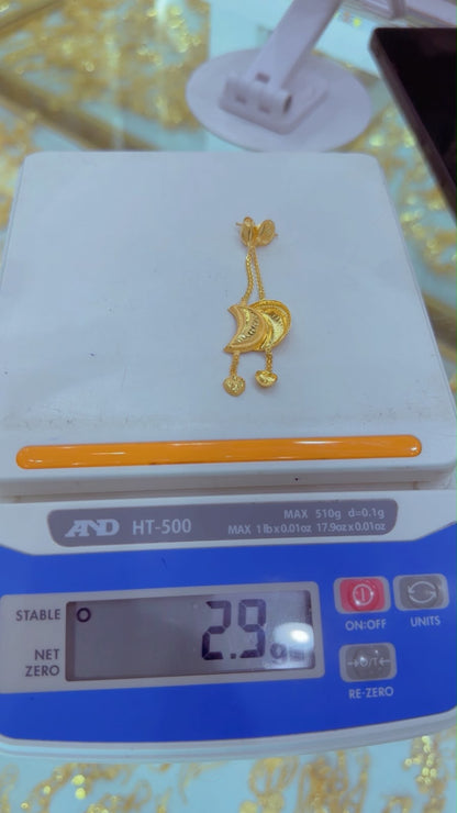 21 Karat Half Moon Drop Stud Earrings | 2.9g