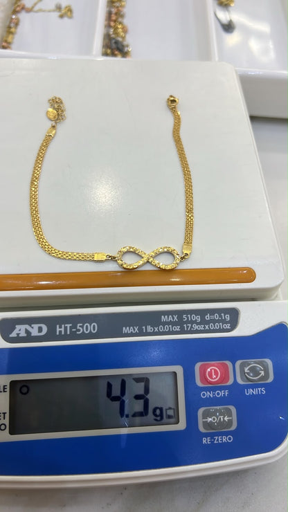 18 Karat Solid Gold Carpet + Charm Anklet | 10 Inches | 4g~4.3g