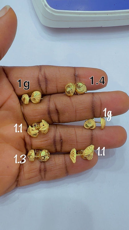 Diigab 21ct Real Gold Stud Earrings