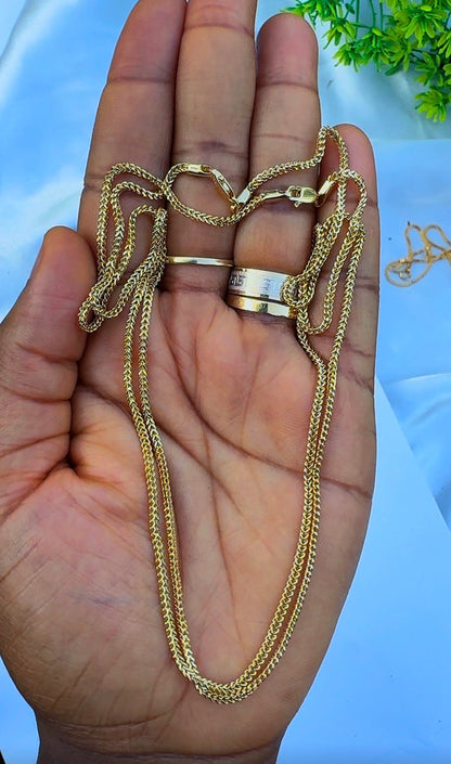 18K Solid Gold Franco Chain Necklace  | 18” - 24”