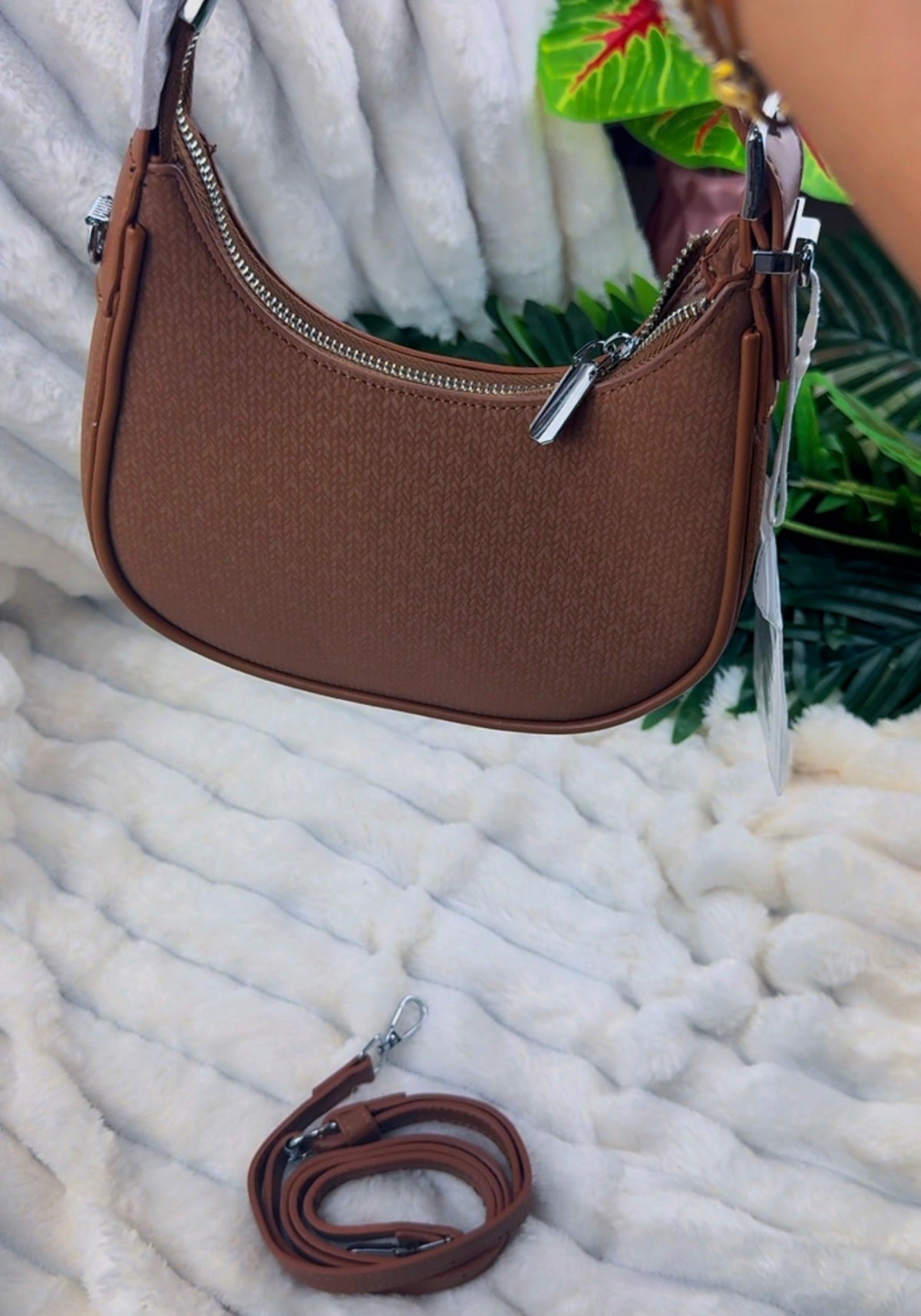 MM Fabric Textured Brown Shoulder Handbag for Women | LARYZ Everyday -031