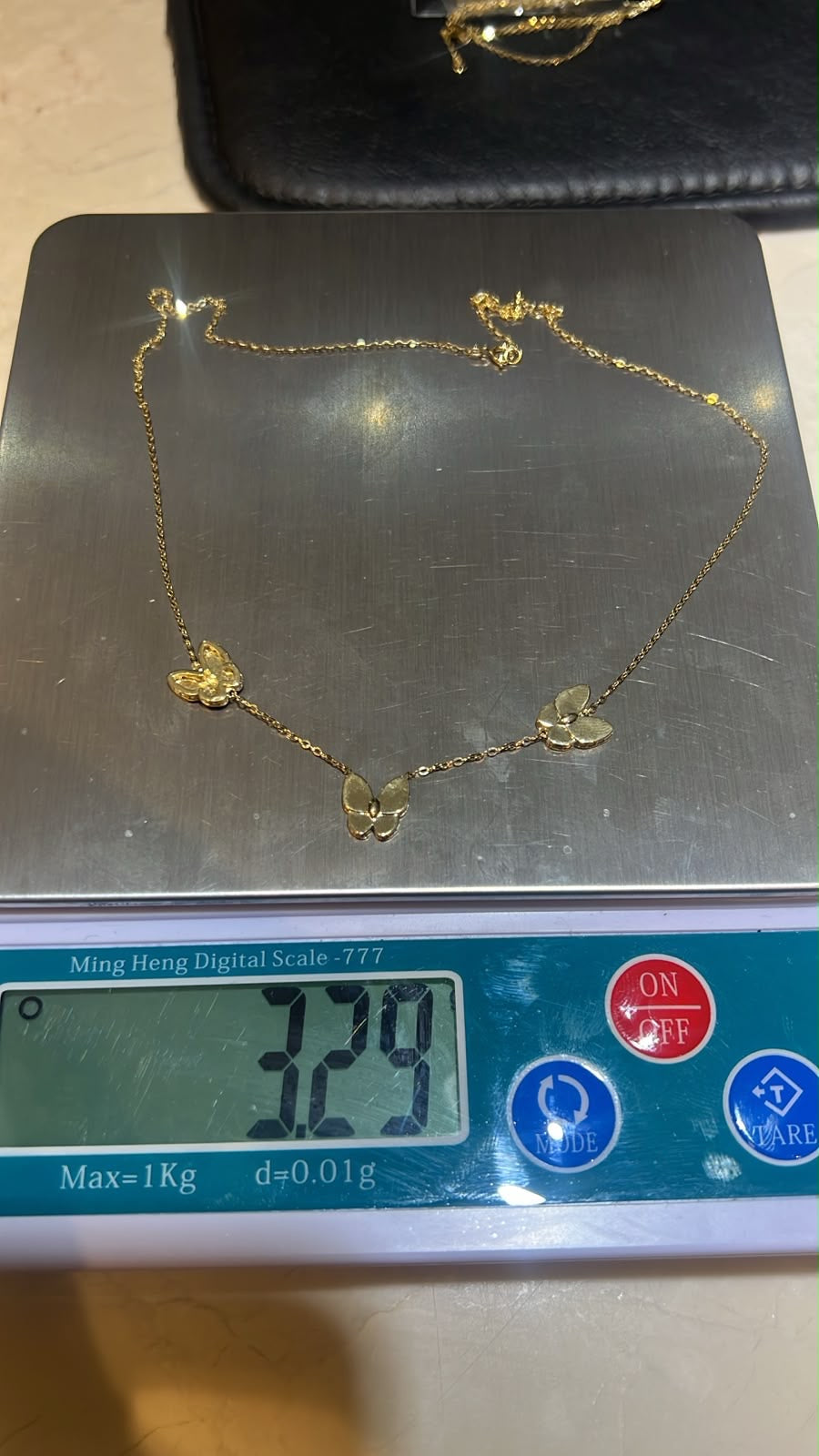 18ct Real Gold Triple Butterfly Necklace | 3.3g | 17” + 1” (18 Inches)