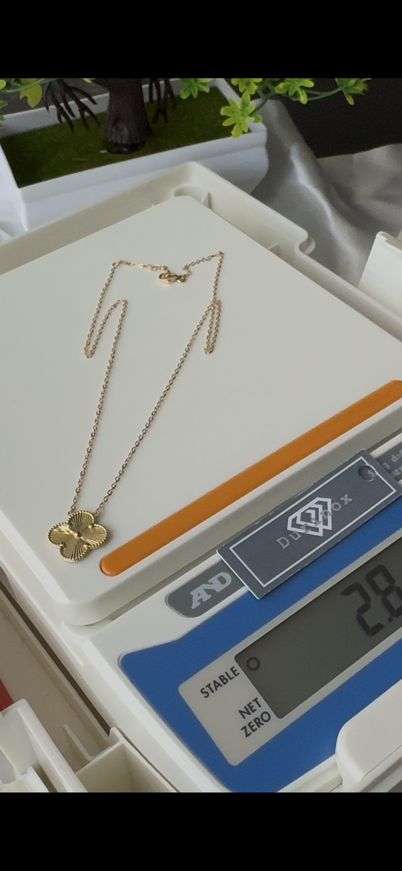 Degacc 18 Karat Solid Italian Gold Instant Chain Clover Necklace