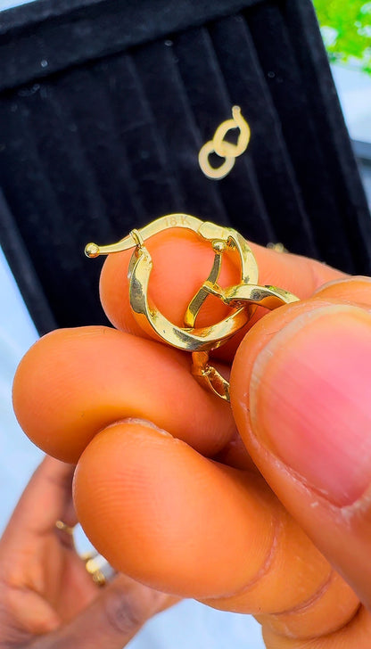 Defan 18ct Solid Gold Hoop Earrings (Small; 1cm)