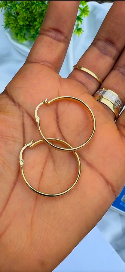 Deger 18 Karat Solid Gold Medium Hoop Earrings (3cm | 30mm)