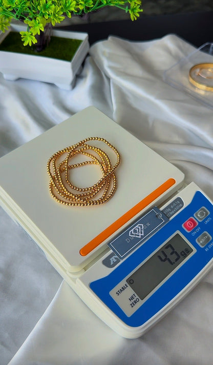 18K Solid Gold Stretchable Bangle (Shiny) | 0.9g & 1.3g | Small to Medium Wrists