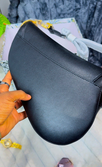 Black Brown Monogram Calfskin Leather Bag LASi011