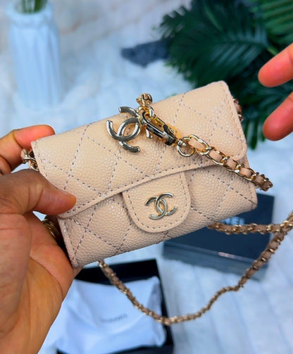 The Convertible Quilted Lambskin Leather Chain Wallet & Crossbody - LASi017 {Very Small}