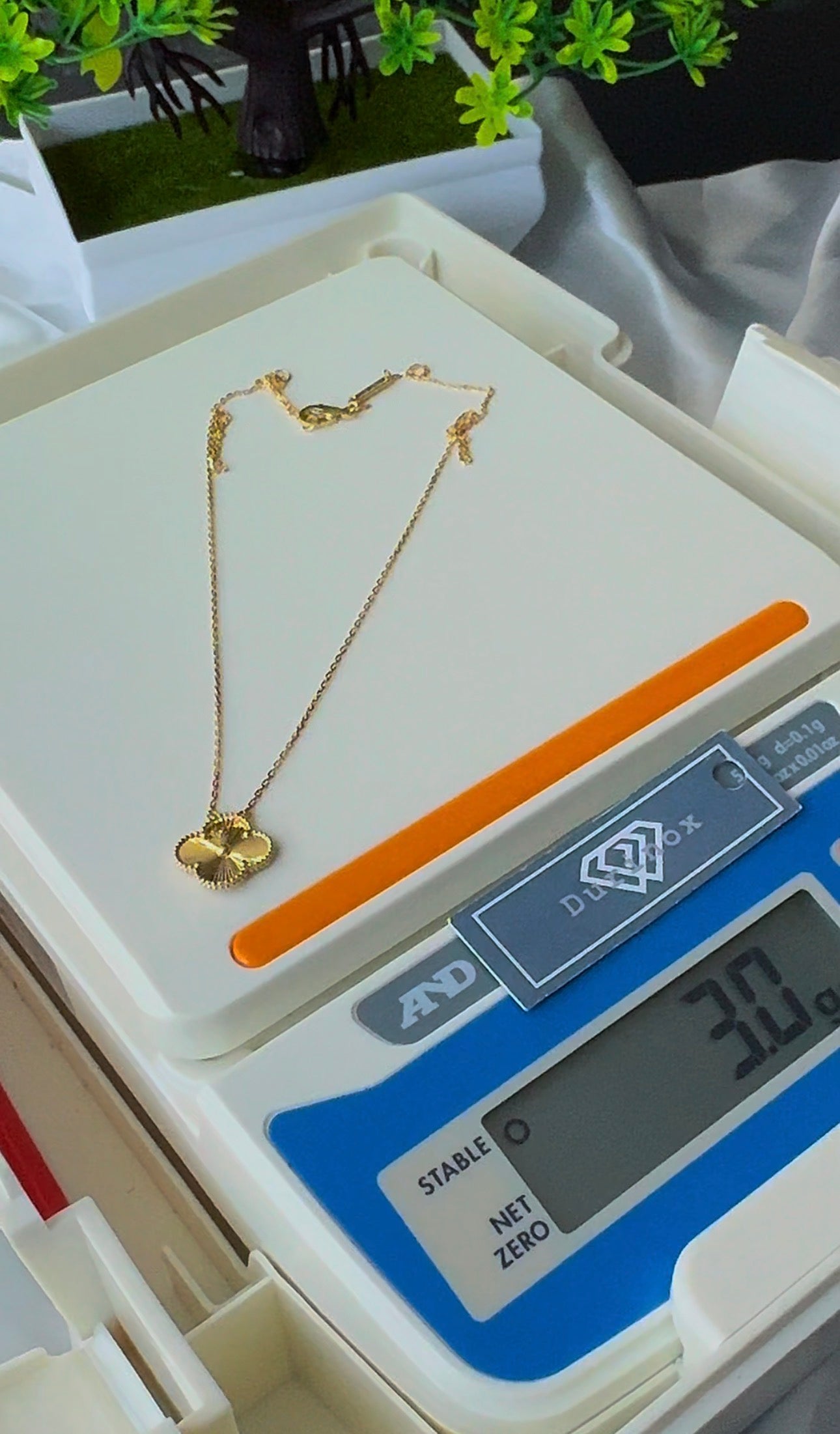 Degacc 18 Karat Solid Italian Gold Instant Chain Clover Necklace