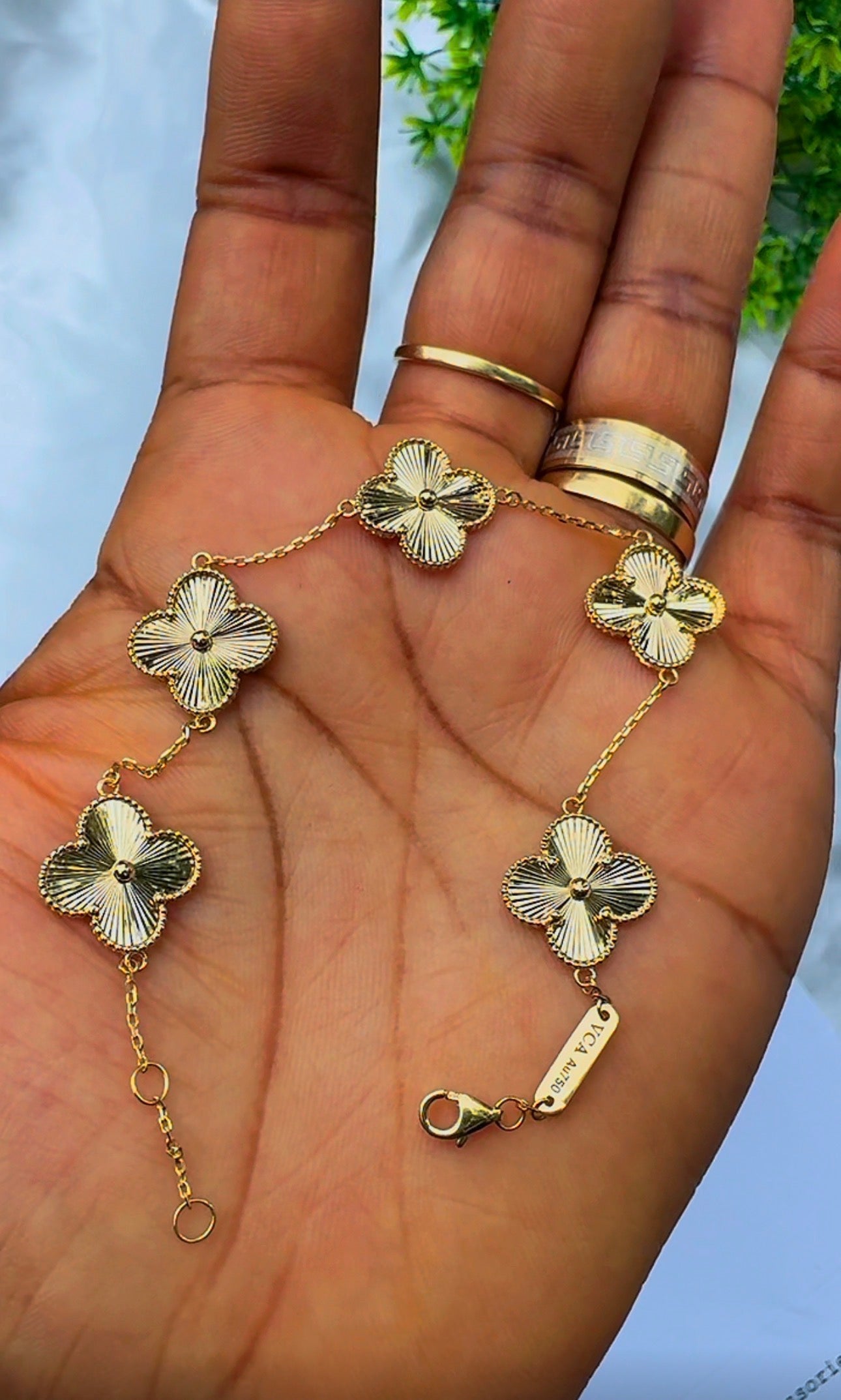 18K Solid Gold Clover Bracelet for Women | 14mm | 5.7g | 7.5 Inches