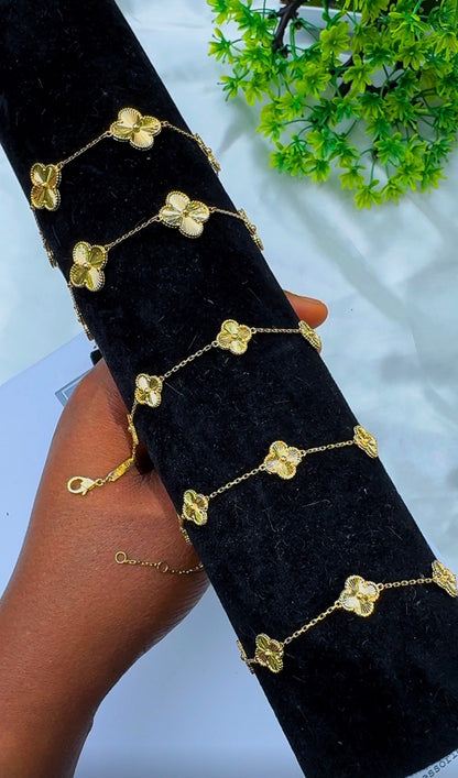 18K Solid Gold Clover Bracelet for Women | 14mm | 5.7g | 7.5 Inches