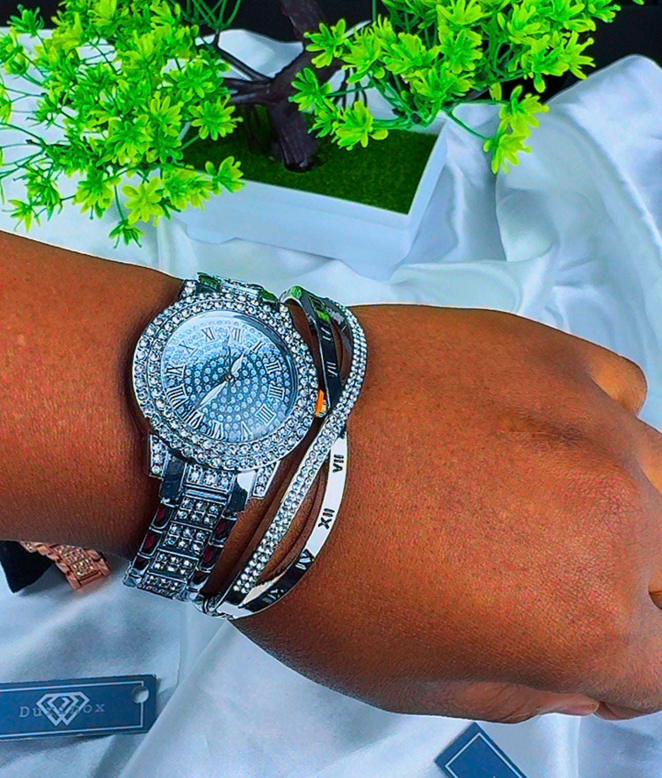 Diiddam Quality 2pc Fashion Wristwatch & Bracelet Set Quartz Watches For Women