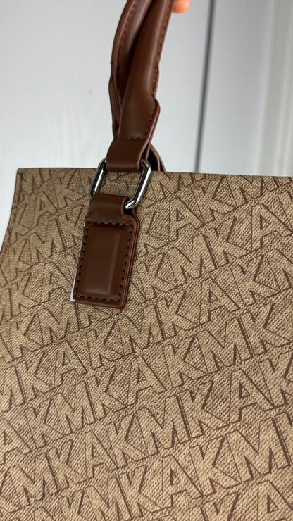Monogram Canvas Top-Handle Satchel Handbag – Beige & Brown {Medium | Defective} - 010