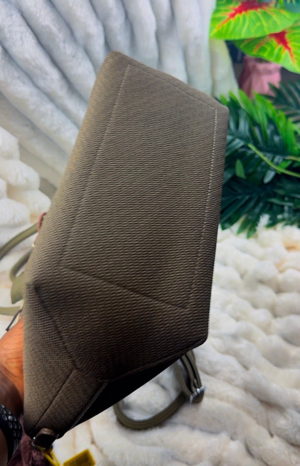 Olive Green Textured Fabric Tote Bag {Big} | LARYZ Everyday 012 | Big
