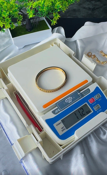 18k Solid Gold Lattice Bangle - Size 19 (11.2g)