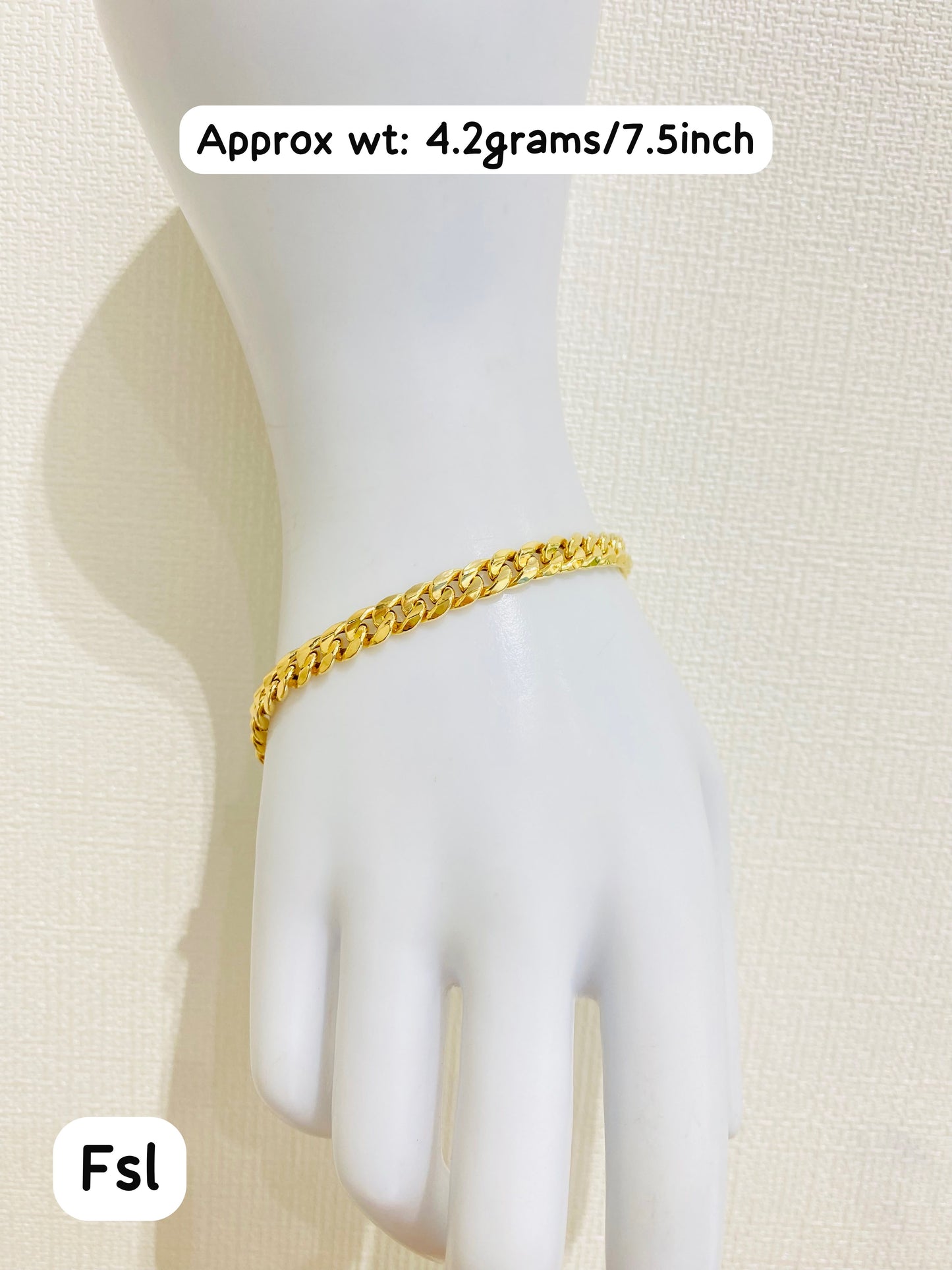 18K Solid Gold Cuban Bracelet – 4.1g | 7.5 Inches