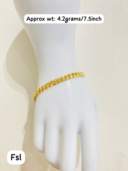 18K Solid Gold Cuban Bracelet – 4.1g | 7.5 Inches