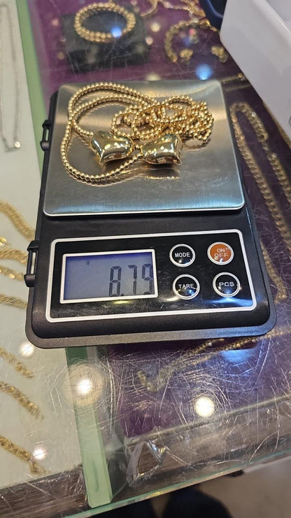 18 Karat Solid Gold Instant Ball Heart Chain Necklace 18 Inches | 4.43g