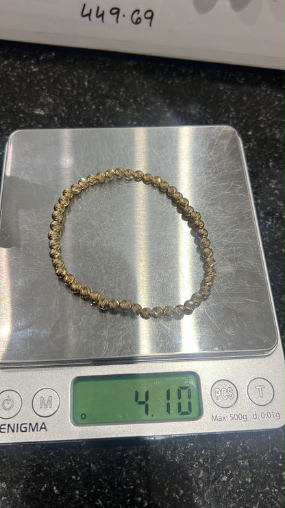 18ct Real Gold Diamond Cut Ball Bracelets | Stretchable Bangles