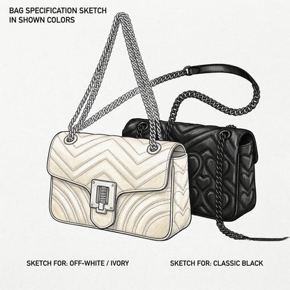 Chevron Quilted Flap Bag, Mini Calfskin Shoulder Bag, Heart Stitched Crossbody Bag - LASi004