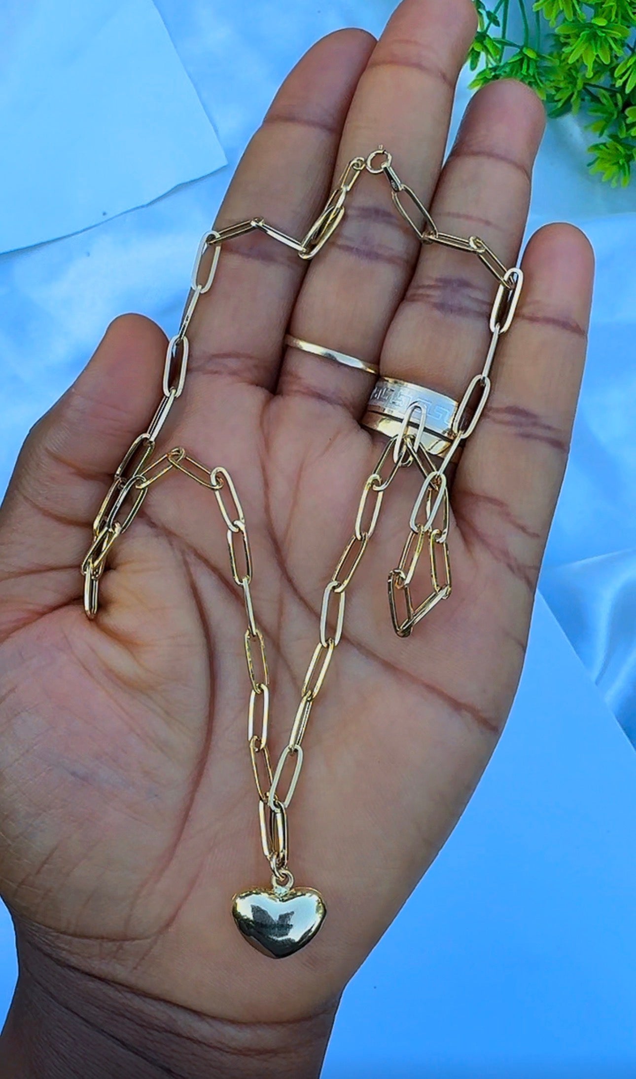 18ct Real Gold Paper Clip Heart Instant Chain Necklace- 3.7g | 18 Inches