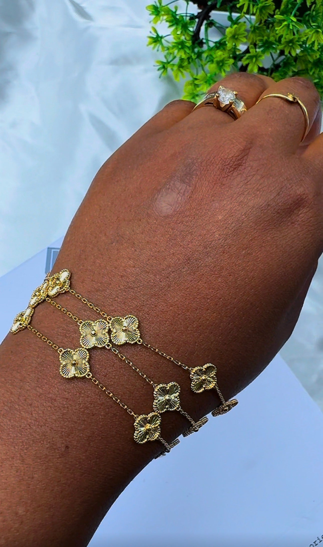18K Solid Gold Clover Bracelet for Women – 3.8g - 8mm - 7.5 Inches