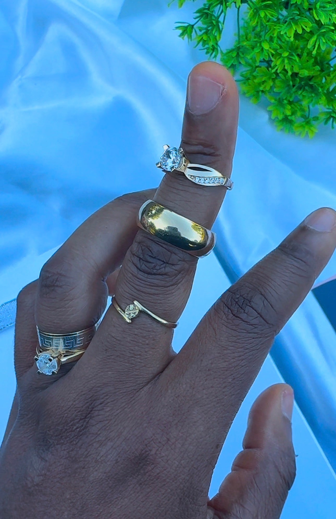 18ct Solid Gold Women Wedding Ring Set Size 7 | 5.3g | Engagement Ring