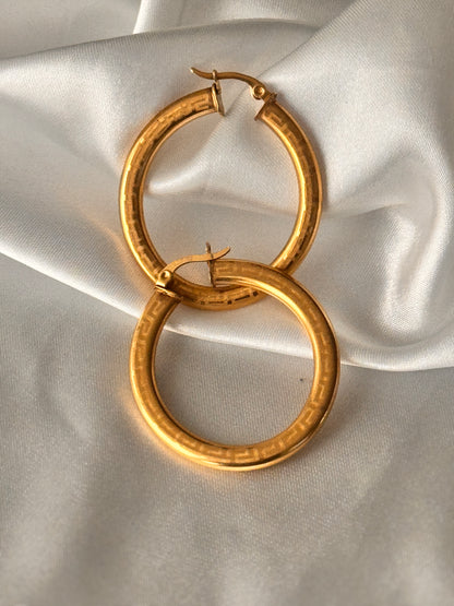 Dera Chunky Hoop Italian Gold Plated Earrings Non Tarnish Hypoallergenic