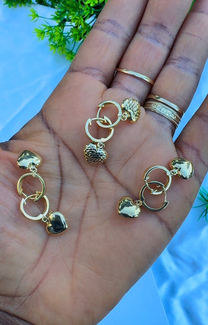18 Karat Solid Gold Hoop Heart Earrings - 2.7g