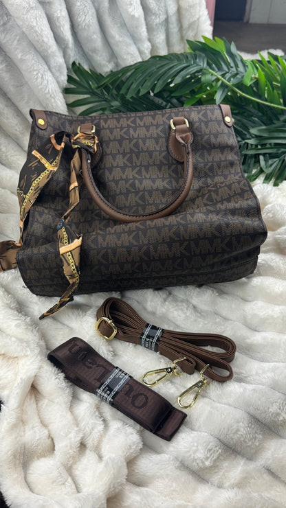 Women's Brown Monogram Pattern Tote Bag  | LARYZ Everyday 042 | Big