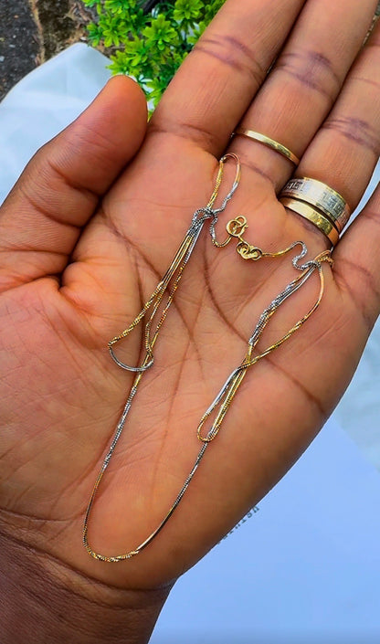 18K Solid Gold (3-Tone) Twisted Singapore Chain Necklace | 18" & 20" Real Gold 3-Tone Gold (2.7 & 3.0g) | Extra