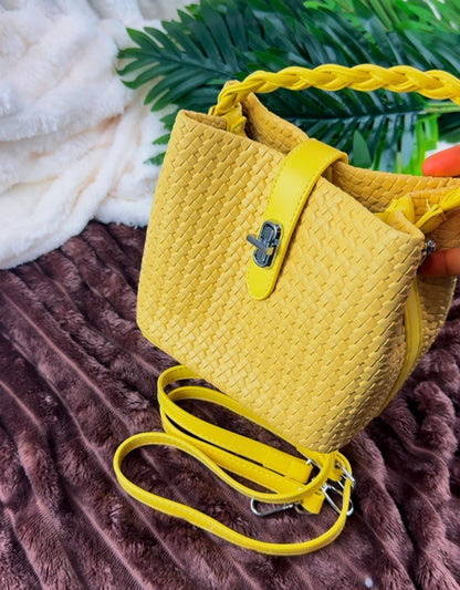 Yellow Woven Shoulder Bag | LARYZ Everyday 053 | Medium