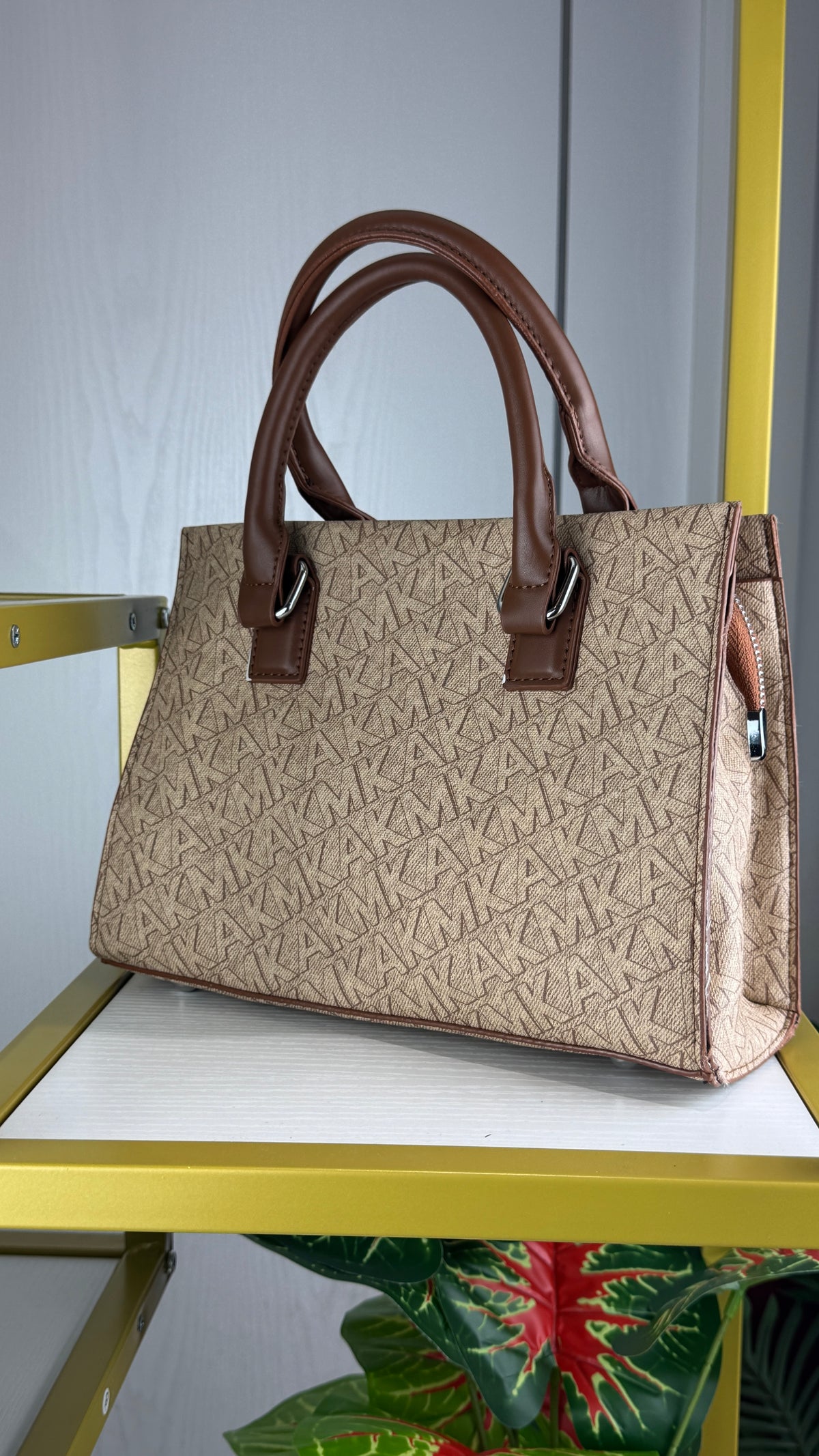 Monogram Canvas Top-Handle Satchel Handbag – Beige & Brown {Medium | Defective} - 010