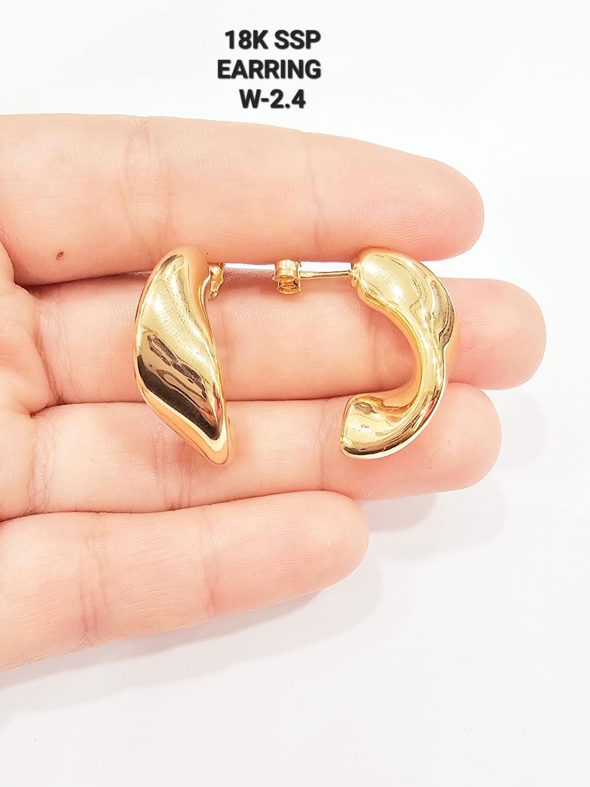 18ct Real Gold Bold & Shiny Stud Earrings | 2.5g