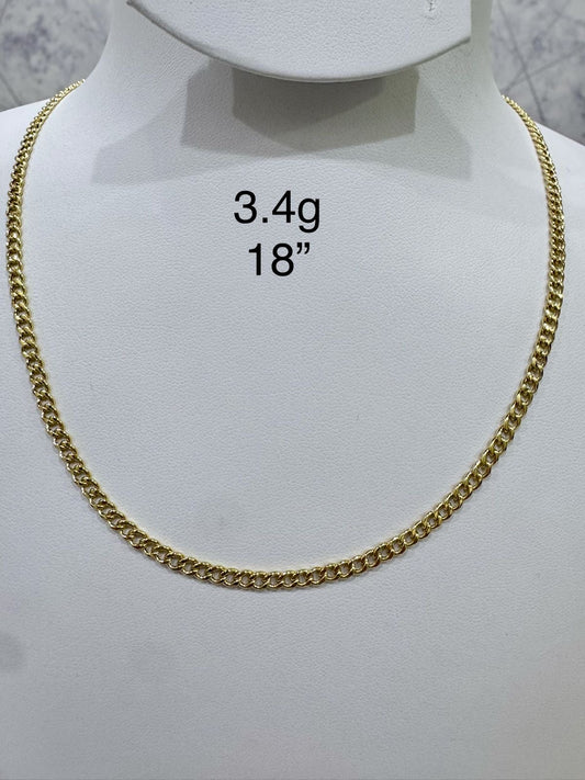 Deegadd 18K Solid Gold Cuban Chain Necklace 18 Inches