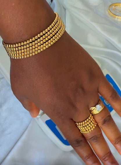 18K Solid Gold Stretchable Bangle (Shiny) | 0.9g & 1.3g | Small to Medium Wrists