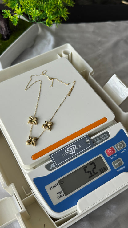 18ct Yellow Gold Floral Station Necklace (5.2g) | 17” + 1” (18 Inches)