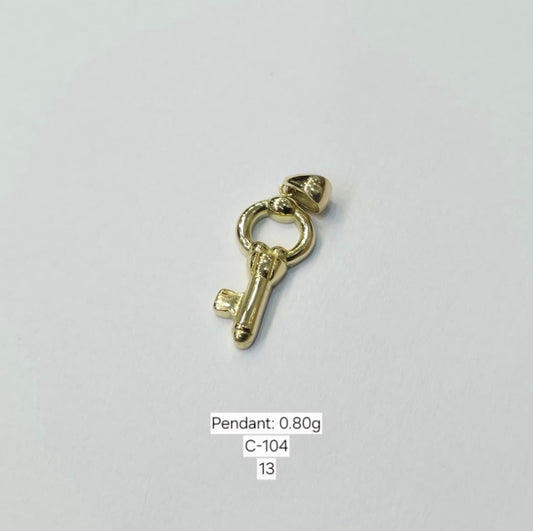 18K Solid Gold Key Pendant- 0.9g