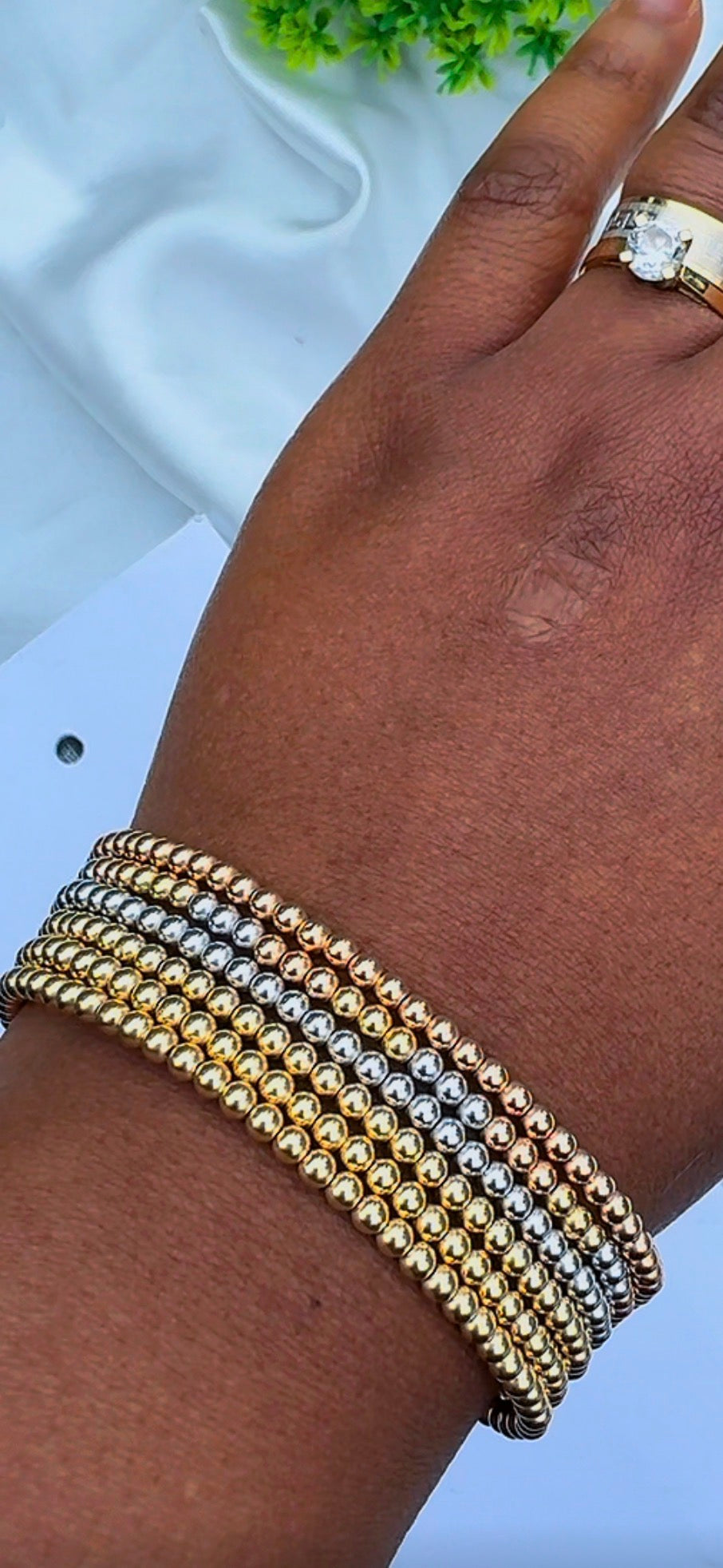 Defax 18K Real Gold Ball Bangles