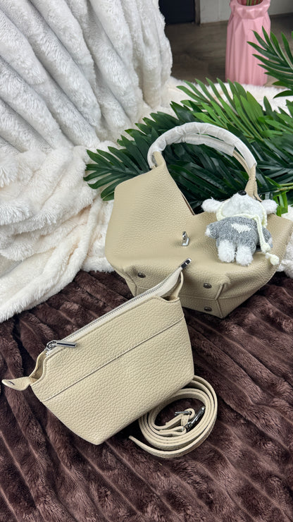 Biege Slouchy 3-in-1 Bucket Bag with Bunny Bag Charm | LARYZ Everyday - 043 | Medium