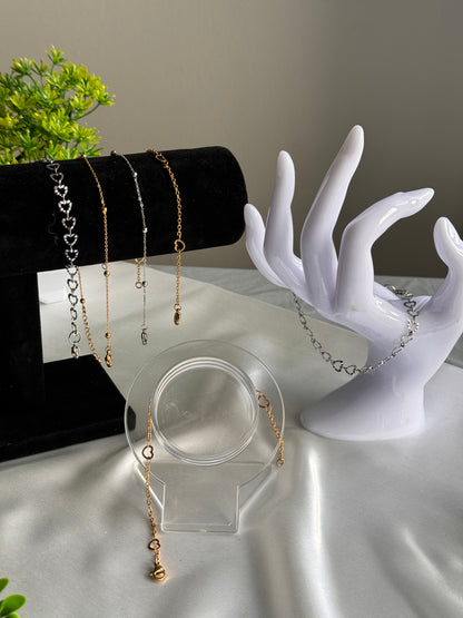 Doha Silver Stainless Steel Bracelet and Anklet Set