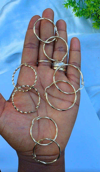 18K Solid Gold Twist Hoop Earrings | 1.29g