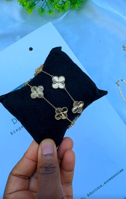 18K Solid Gold Clover Bracelet for Women | 14mm | 5.6g | 7.5 Inches